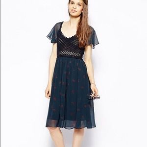 Free People Crochet & Chiffon Floral Dress